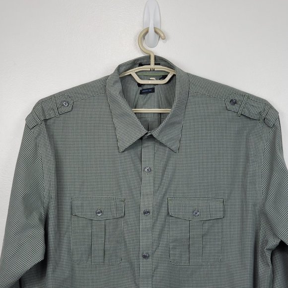 Van Heusen Studio Slim Fit Wrinkle Free Plaid Shirt W/Epaulets SZ XXL 18-18 1/2) - Picture 2 of 13